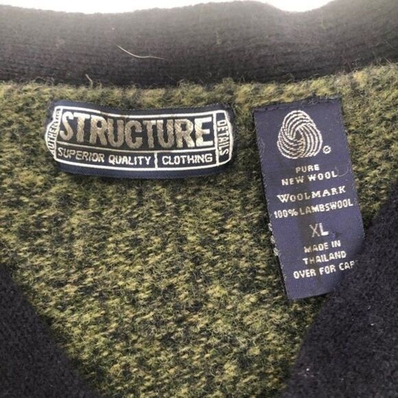 100% Lambs Wool Structure Sweater V-Neck Long Sleeve Pullover Men's Size L - Picture 4 of 6